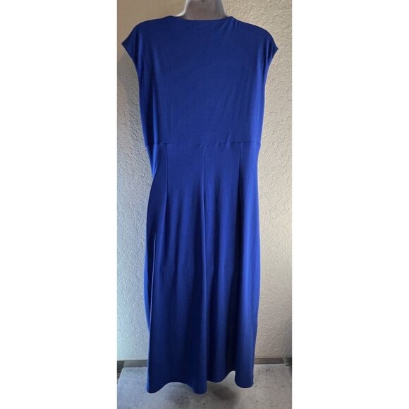 Lauren Ralph Lauren Evening Maxi Dress Womens 12 Navy Blue Draped Neck NEW NWT - Picture 8 of 14